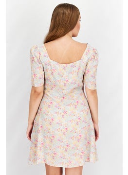 Women Floral Short Sleeve Mini Dress, Ivory - pzsku/Z7DA3C4E568416AF087ECZ/45/_/1726109333/e74e0623-a96e-4035-a2b2-1d84a76dff12