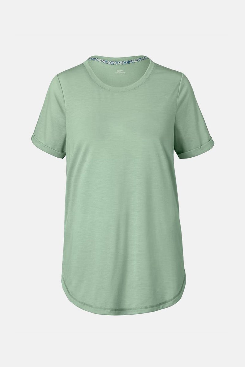 Tchibo Women Round Neck Short Sleeves PLain Blouse, Light Green  - Image 2