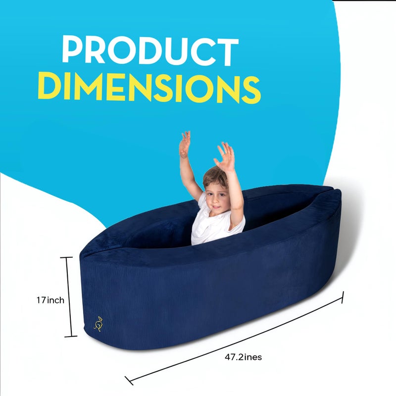 TED KANGAROO Sensory Chair for Kids â€” Sensory Soft Canoe for Children â€“ Deluxe Adjustable Compression Peapod Foam Dark Blue - Image 5