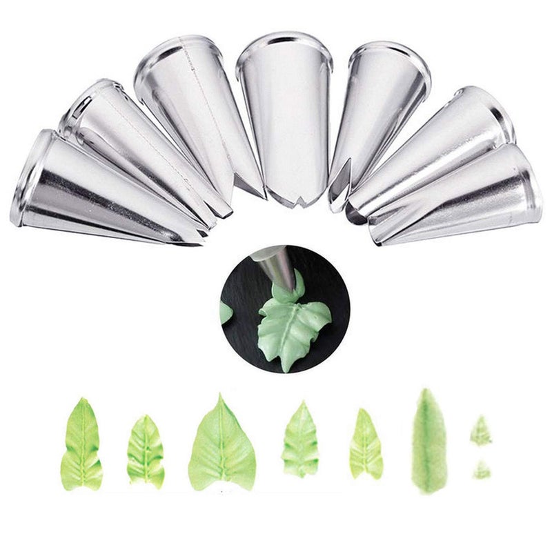 Markeny 7 Pieces Large Piping Tips Set  3Pieces Russian Grass Cream Tips Diy Decor Baking Tool And 7 Pieces Leaf Stainless Steel Piping Nozzles Kit(17 Pieces) - Image 3