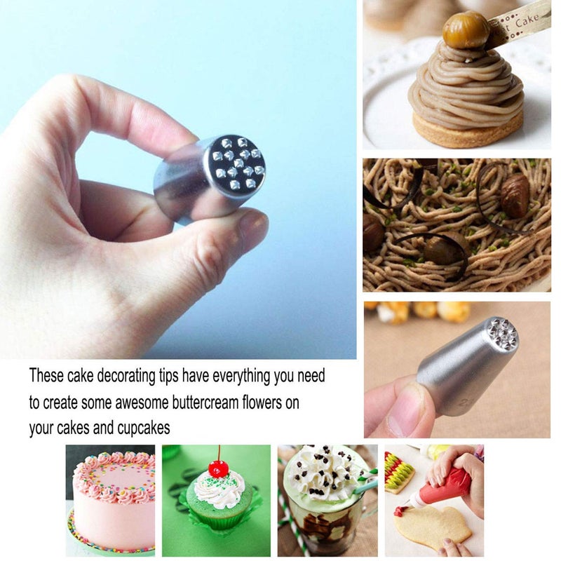 Markeny 7 Pieces Large Piping Tips Set  3Pieces Russian Grass Cream Tips Diy Decor Baking Tool And 7 Pieces Leaf Stainless Steel Piping Nozzles Kit(17 Pieces) - Image 5