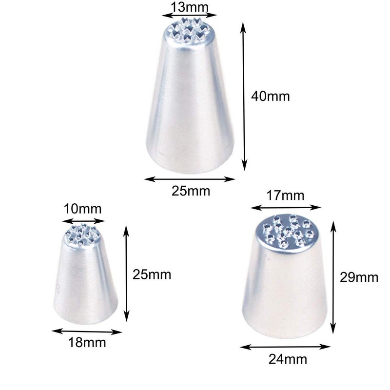 Markeny 7 Pieces Large Piping Tips Set  3Pieces Russian Grass Cream Tips Diy Decor Baking Tool And 7 Pieces Leaf Stainless Steel Piping Nozzles Kit(17 Pieces) - Image 2