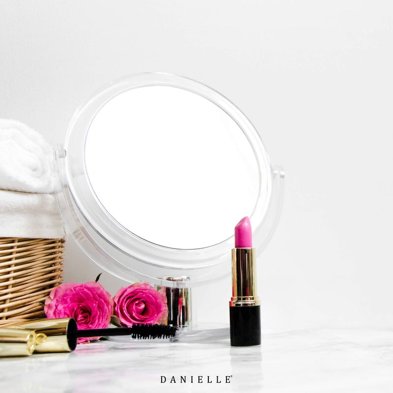 Danielle Creations 6.75-Inch Double Sided Vanity Makeup Mirror With Ultra Vue Glass  12X Magnfication  Clear Acrylic - Image 5