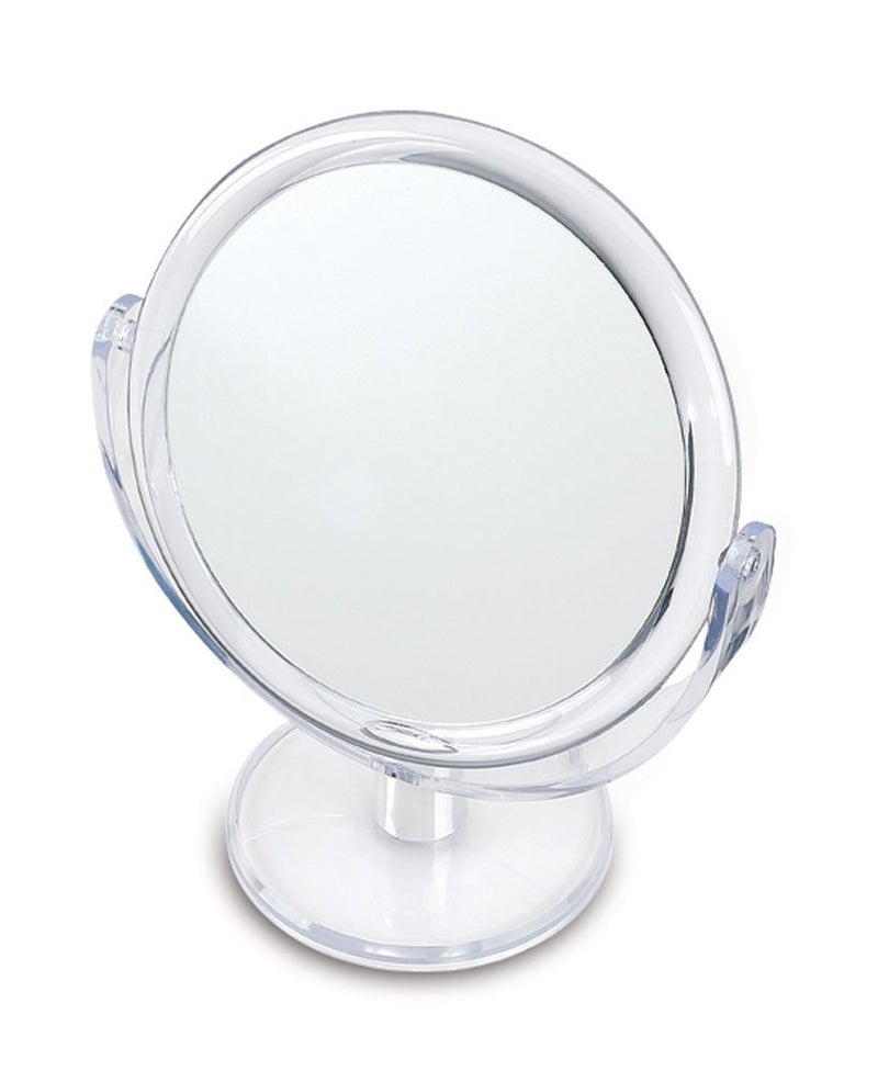 Danielle Creations 6.75-Inch Double Sided Vanity Makeup Mirror With Ultra Vue Glass  12X Magnfication  Clear Acrylic - Image 1