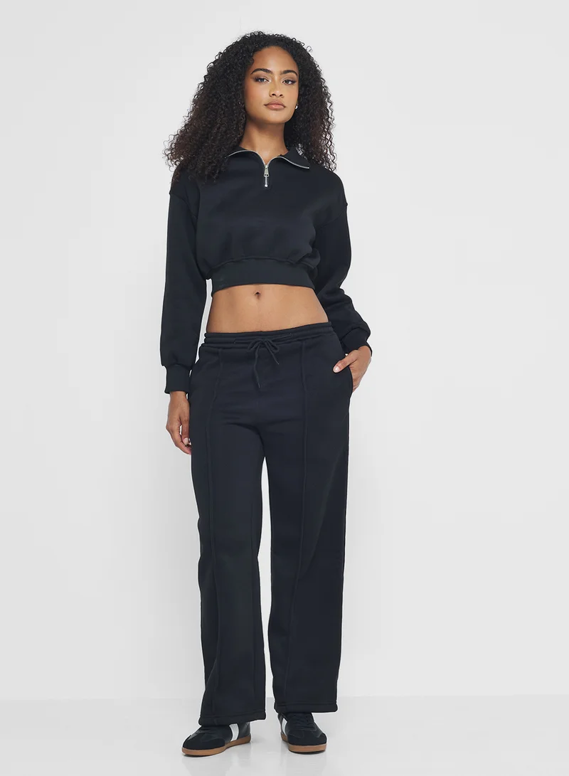 جينجر Oversize Half Zip Sweatshirt & Sweatpant Set