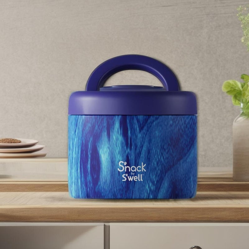 S'well S'nack by S'well Stainless Steel Food Container, 24 Oz, Azure Forest, Double-Layered Insulated Bowls, BPA-Free - Image 5