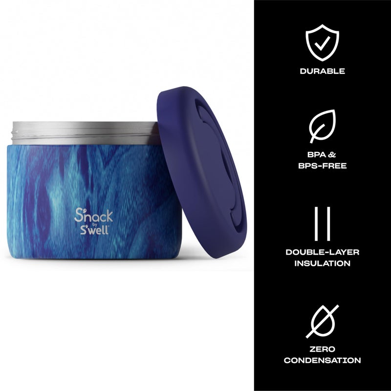 S'well S'nack by S'well Stainless Steel Food Container, 24 Oz, Azure Forest, Double-Layered Insulated Bowls, BPA-Free - Image 3
