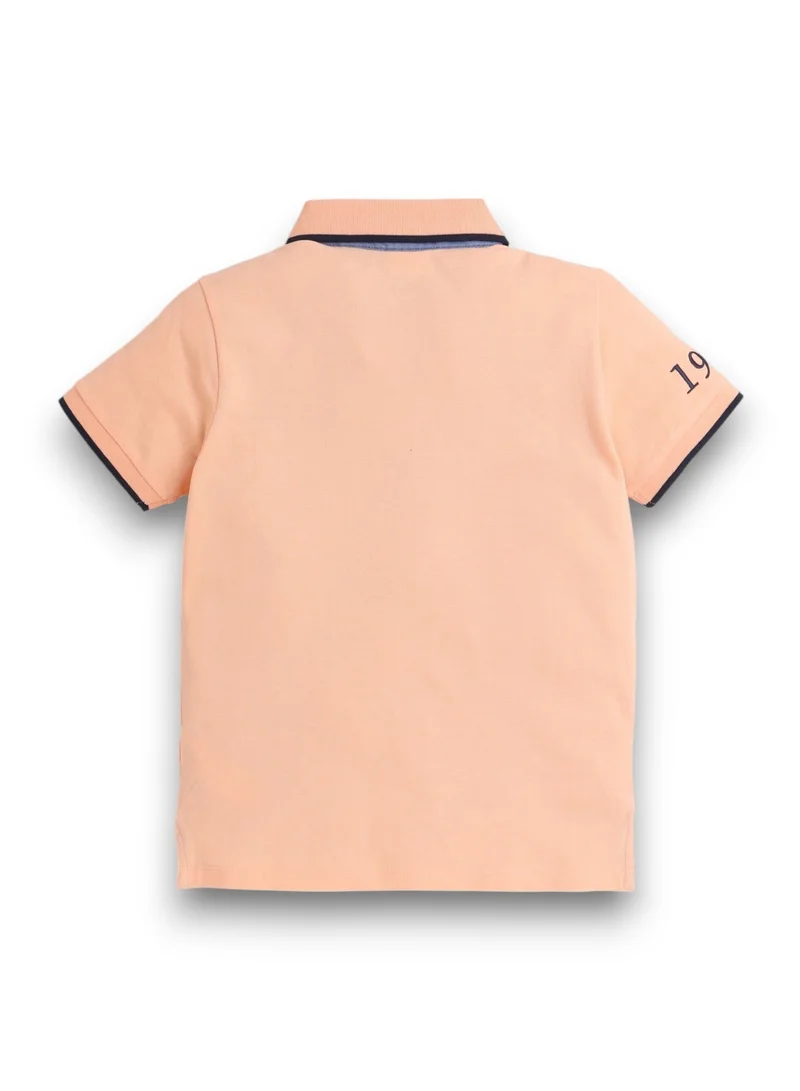 victor and jane Victor & Jane Senior Boys' Polo T-Shirt – Orange colour with Embroidered Label Detail