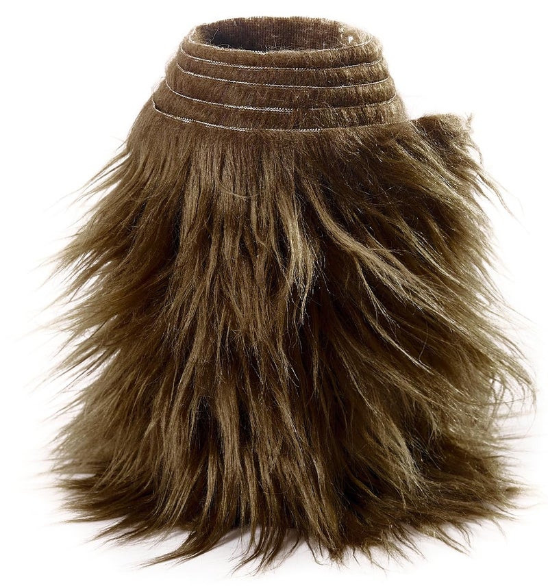 Shaggy Plush Faux Fur Fabric Precut Strips Fluffy Fuzzy Craft Furr for Gnomes Beard Hair Cosplay Costume Dwarf Decoration Dark Brown 2x60 inch