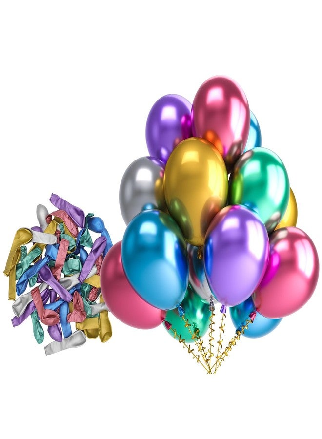 Bezente Metallic Chrome Latex Party Balloons - 150 Pack 5 Inch Small Helium Assorted Balloons Latex Colorful Party Balloons for Birthday Bridal Shower Wedding Decorations - Image 1