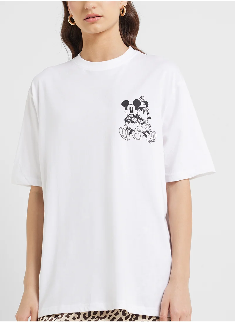 Disney Mickey Oversize Front & Back Print T-Shirt