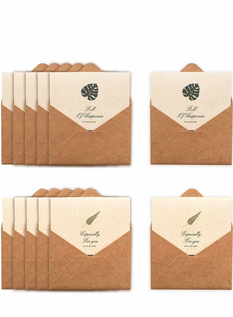 Excefore greeting card, Vintage Envelope Greeting Card, Kraft Paper Cards with Sealing Stickers, DIY Retro Paper, Customized (12PCS) - Image 1