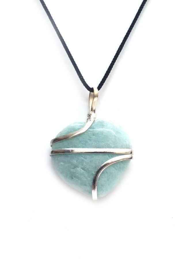 Astroghar Amazonite Heart Shaped Wire Wrapped Crystal Pendant for Men & Women - Image 2