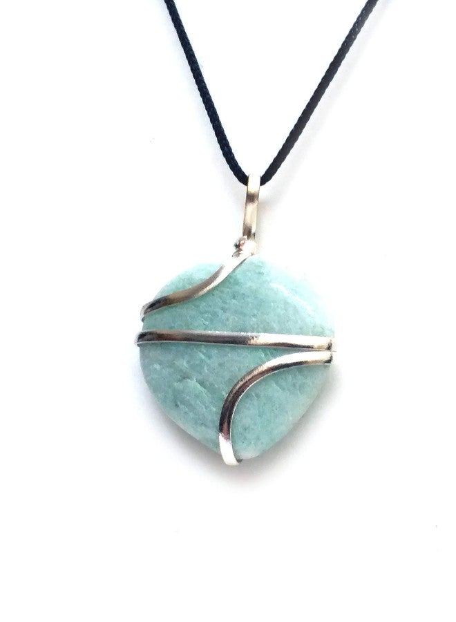 Astroghar Amazonite Heart Shaped Wire Wrapped Crystal Pendant for Men & Women - Image 1