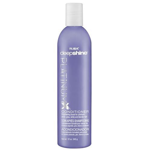 RUSK Deepshine Platinum Conditioner Gentle Conditioner Eliminates Brassiness Brightening Boost for Platinum Silver Gray White and Blonde Hair 12 oz