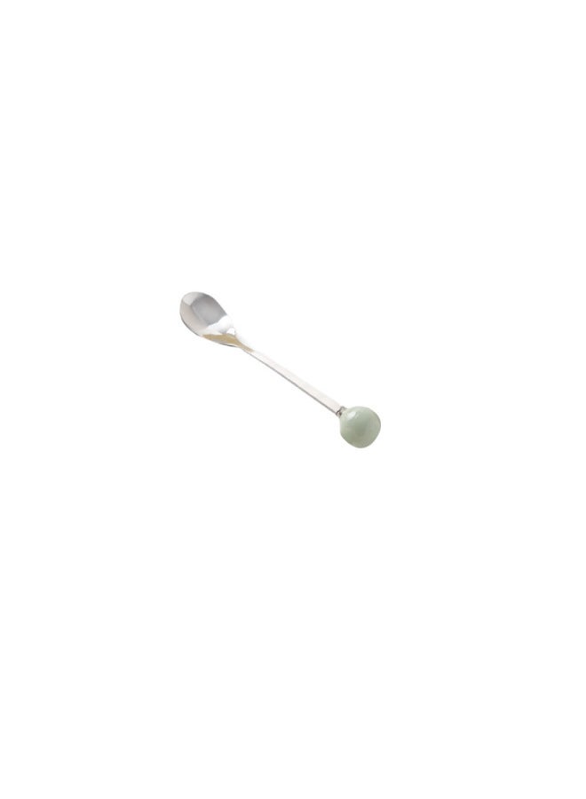 Cream Style Advanced Fruit Fork Suit Multi-purpose Ceramic Cheese Storage Can Bar Decoration Good Hand Ceremony-Specification:Avocado Colored Spoon - Image 1