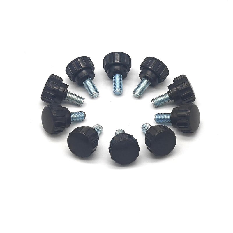 Alamic 10 Pieces M5 x 10 mm Carbon Steel Threaded Knurled Thumbscrew Black Round Clamping Screws Grip Knobs Thumb Screw for Machinery Latche (10, M5*10mm) - Image 1