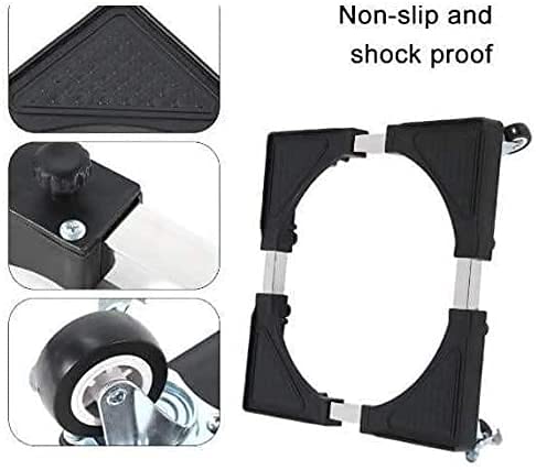 RHYDON Heavy Duty FrontTop Load Automatic Movable Washing Machine TrolleyRefrigeratorDishwasher StandAir CoolerWater Cooler Stand Fridge Rack and Stand with 4 Wheels Black - Image 4