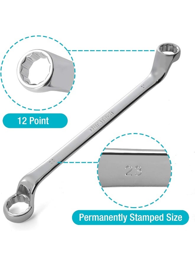 DURATECH Offset Box Wrench Set, Metric, 9-Piece, 6-23mm, 75-Degree, Chrome Vanadium Steel Construction with Rolling Pouch  - Image 4