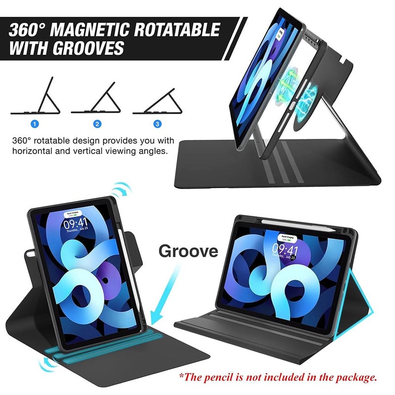 TECPHILE Keyboard Case for iPad Pro 13 inch M4 2024 with 7-Colors Backlit, Large Touchpad, 360° Rotating Viewing Angle, Folio & Adjustable Viewing Angle, Transparent Cover, Pencil Holder (Black) - Image 4