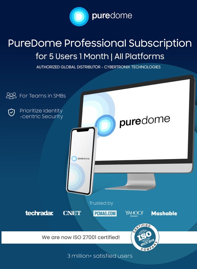 PureDome Professional Subscription for 5 Users 1 Month| All Platforms | Digital Subscription