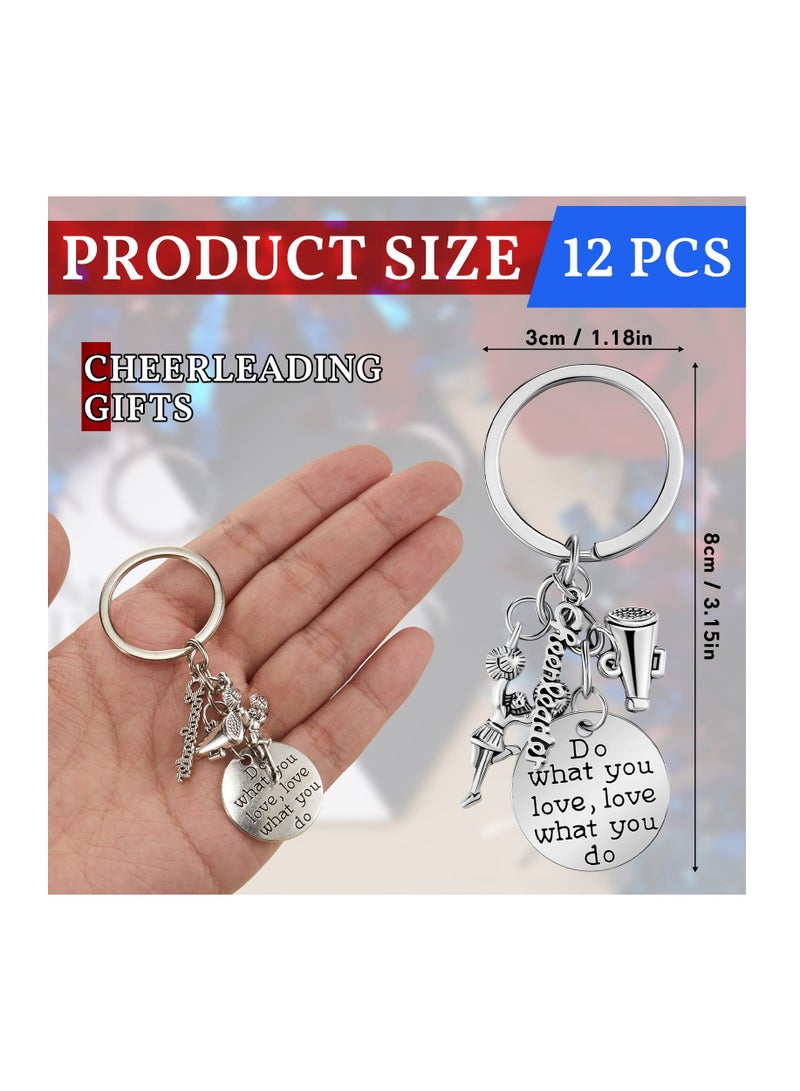 Excefore Cheerleader Charm Keychain, Cheerleading Gifts Cheer Stuff Cheer Team Gifts Cheer Jewelry for Girls Women, Silver (6 Pcs) - Image 2