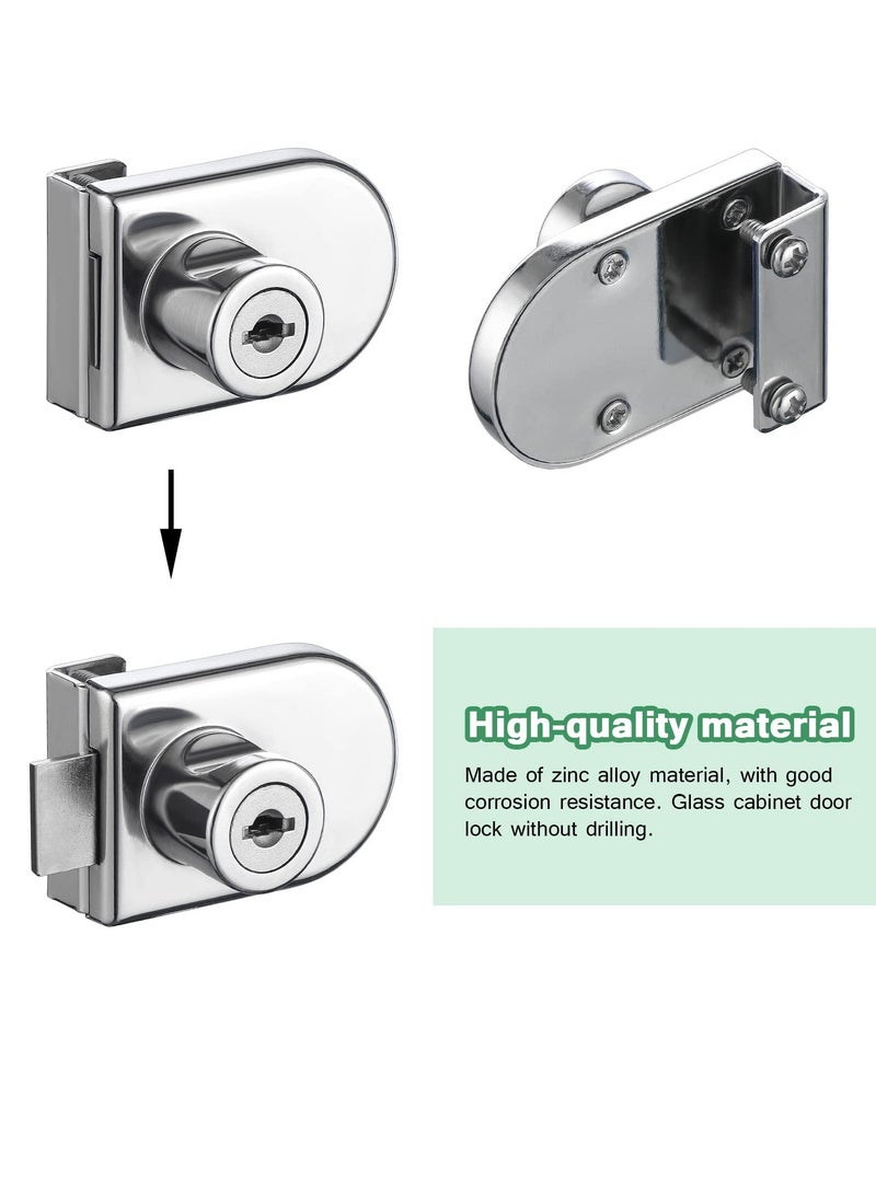 Generic Glass Door Display Cabinet Safety Lock, Double-Open Glass Door Single Glass Door Locks for 5-8mm Glass, Separate Key Without Drilling  - Image 5