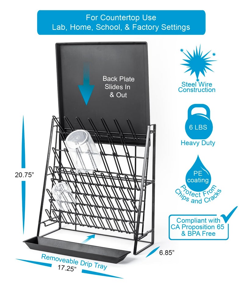 Inevibe Drying Rack for Lab Glassware and Bottles - Laboratory Draining Dryer Stand for Countertop, Space Saving Steel Wire Frame - Station for Baby Feeding Bottle - Image 2