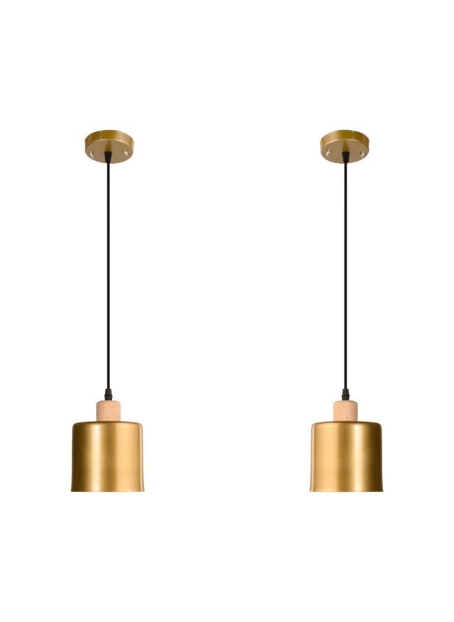 El Rawda Lighting - 2 Pcs Single Ceiling Lamps With A Distinctive And Elegant Design, Inlaid With A Wooden Piece 14x14x70 cm - Image 1
