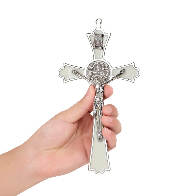 VINETEN Saint Benedict Enamel Crucifix Crucifix Wall Cross Metal Wall Art8 Inch Cross Give Blessing and The Spiritual SacredFaith Gift for your Acquaintances