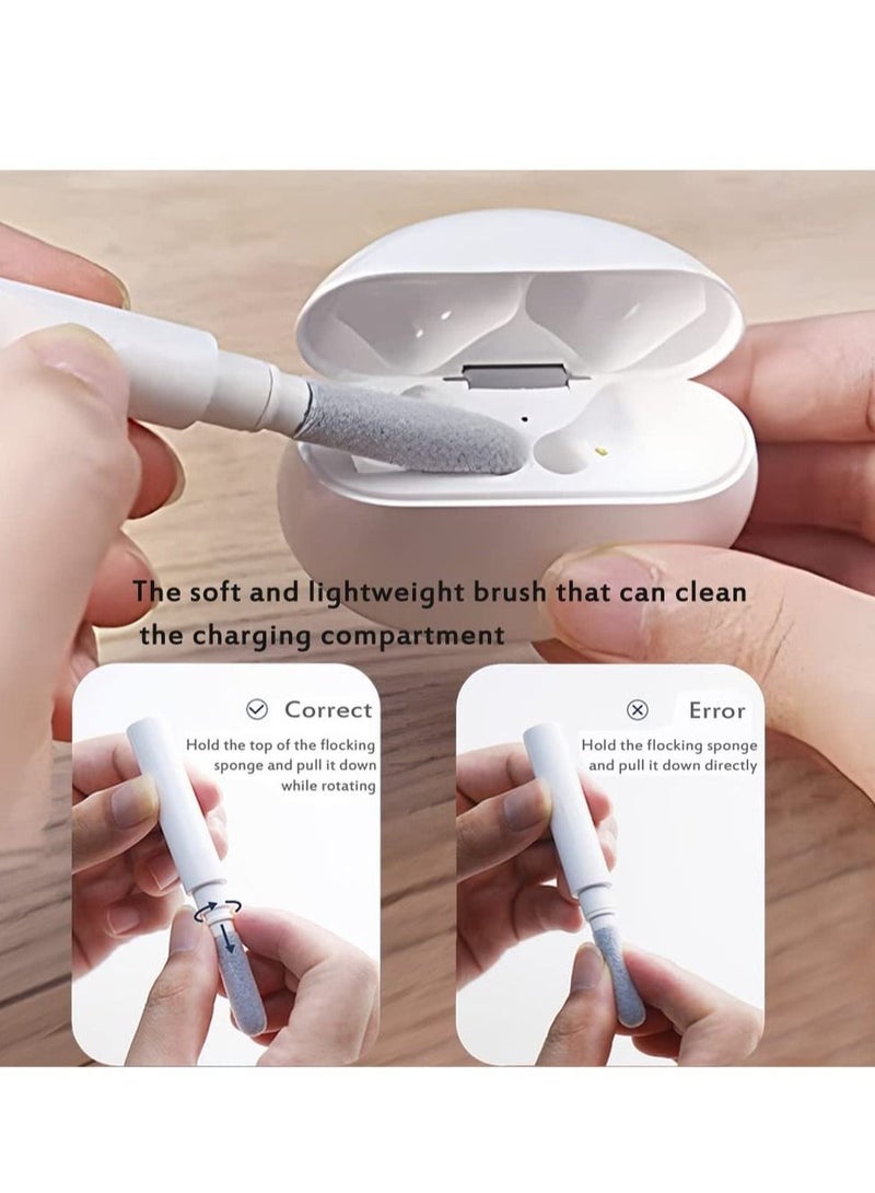 Earbuds Cleaning Pen Fits for Airpods Pro 1 2 3 Multi Cleaner Kit Soft Brush for Bluetooth Earphones Case Compact Portable Multifunctional Cleaning Kit (White) - Image 5