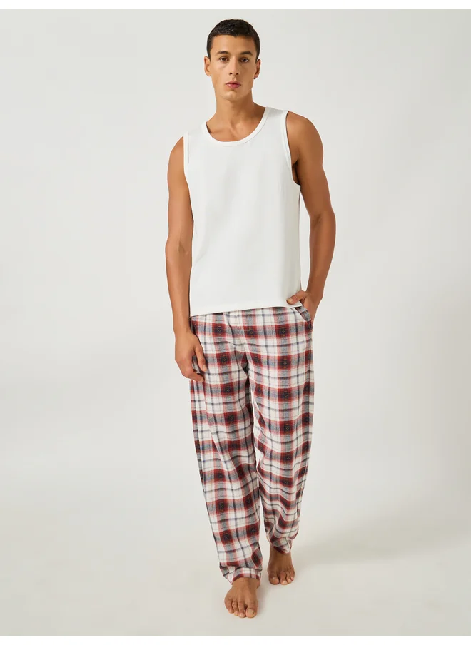 ستايلي Styli Unwind Checked Woven Straight Pyjama with Drawcord