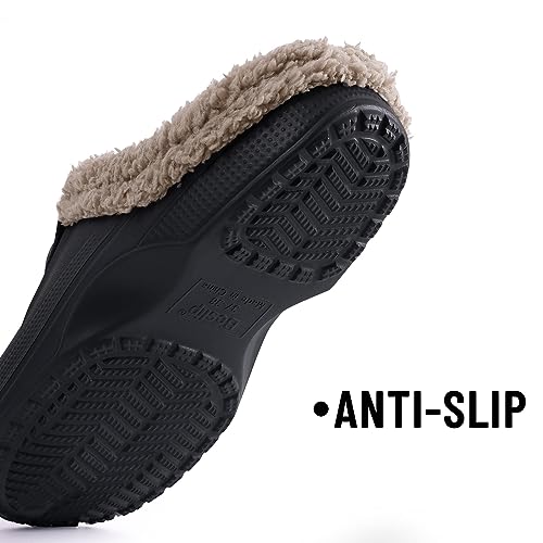 Beslip Classic Fur Lined Waterproof Winter Fuzzy Slippers, Black and Khaki, Women's Sizes 8.5-9 - Image 5
