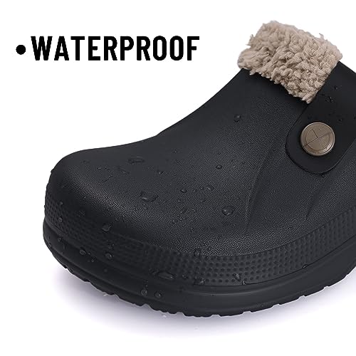 Beslip Classic Fur Lined Waterproof Winter Fuzzy Slippers, Black and Khaki, Women's Sizes 8.5-9 - Image 4