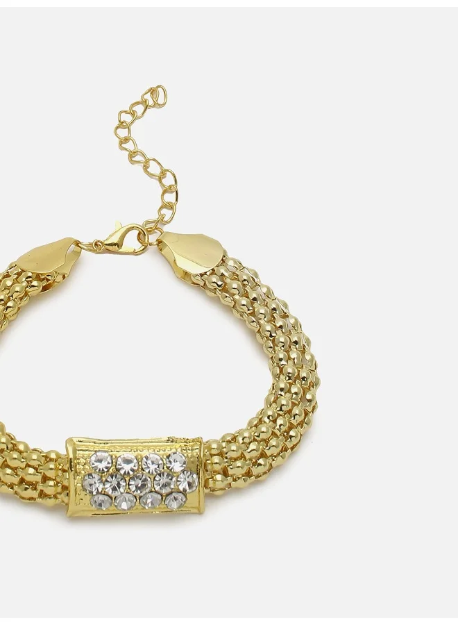 سوهي طقم مكون من قلادة وحلق وخاتم وسوار مطلية بالذهب