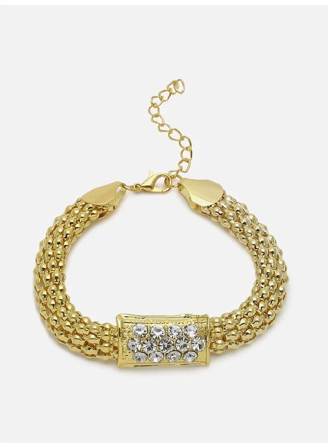 سوهي طقم مكون من قلادة وحلق وخاتم وسوار مطلية بالذهب