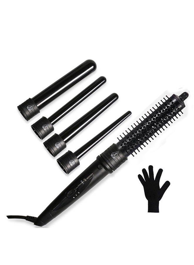 يولو 5 في 1 عصا حديدية مجعدة للشعر مع براميل خزفية قابلة للضبط وقفازات واقية من الحرارة - Image 1