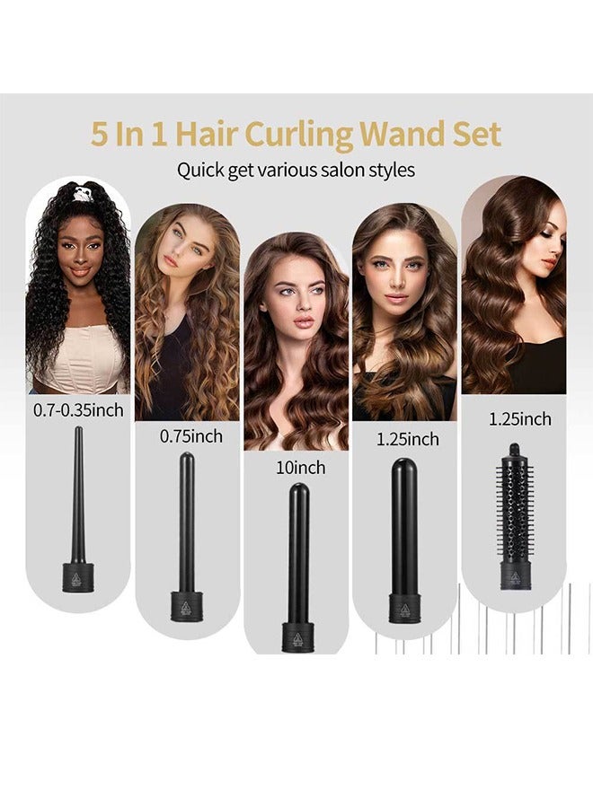 يولو 5 في 1 عصا حديدية مجعدة للشعر مع براميل خزفية قابلة للضبط وقفازات واقية من الحرارة - Image 3