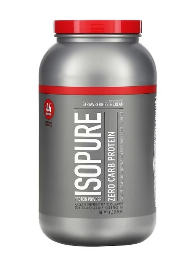 آيزوبيور Zero Carb Protein Powder Strawberries and Cream 3 lb 1.36 kg - Image 1