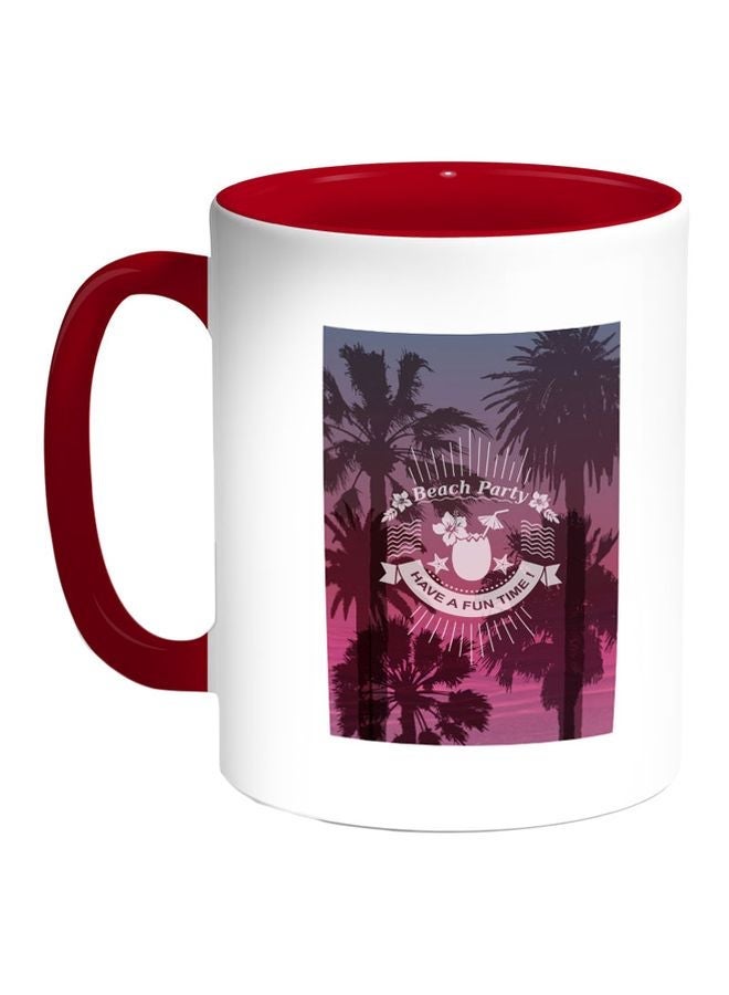 RYN Beach Party Printed Coffee Mug Blue/White/Red 11ounce