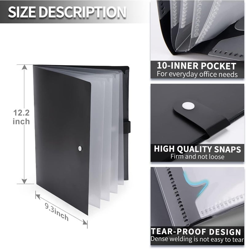 Cesil Flexible usage build 10-Pocket File Folder, Letter A4 Paper Project Organizer Folders with Snap Button, Plastic Document Organizer for School Office Home Multi-market matching options - Image 4