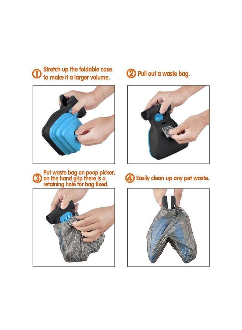 Pet Dog Foldable waste Scooper Picker Portable Pet Clip with 1 Roll Decomposable Bags - Image 3