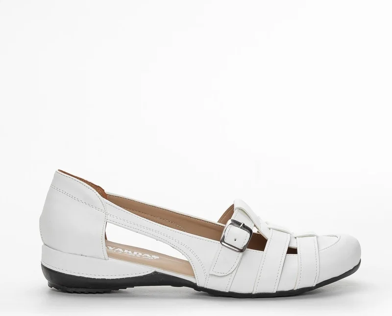 Dilimler Ayakkabı Slices Shoes Buckle White Women's Casual Shoes