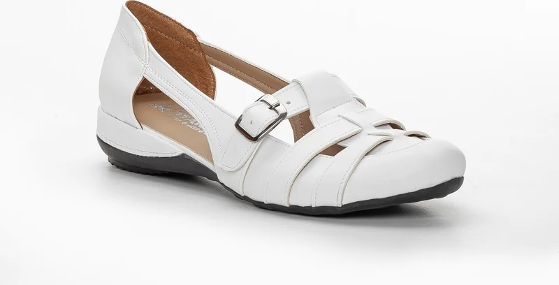 Dilimler Ayakkabı Slices Shoes Buckle White Women's Casual Shoes