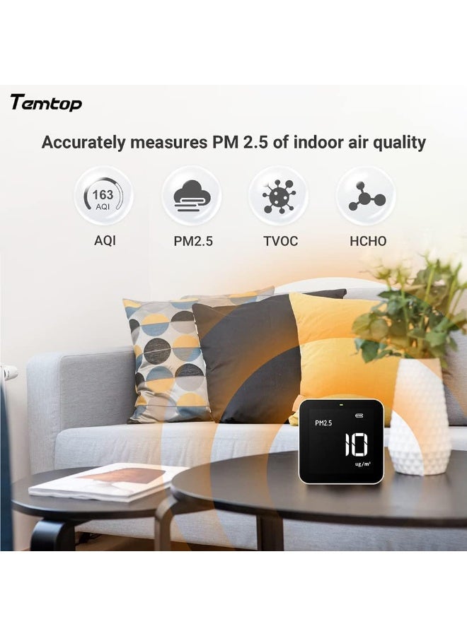 Temtop M10 Monitor Air Quality Detector for PM2.5/HCHO/TVOC/AQI, Portable Smart Monitor, Rechargeable Battery - Image 2