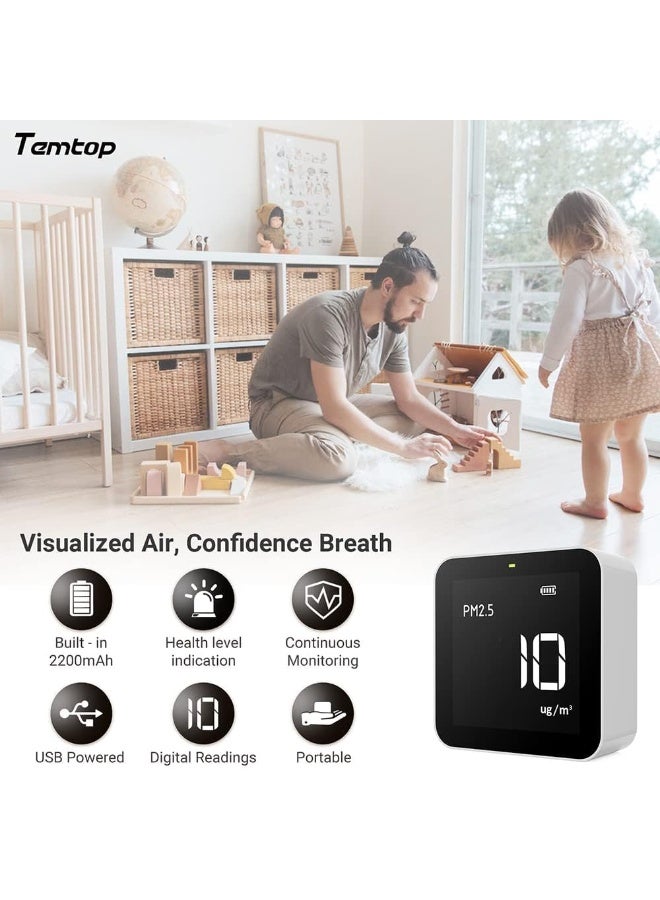 Temtop M10 Monitor Air Quality Detector for PM2.5/HCHO/TVOC/AQI, Portable Smart Monitor, Rechargeable Battery - Image 4