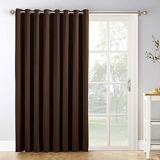 Sun Zero Easton Extra-Wide Blackout Sliding Patio Door Curtain Panel with Pull Wand, 100" x 84", Chocolate Brown - Image 1