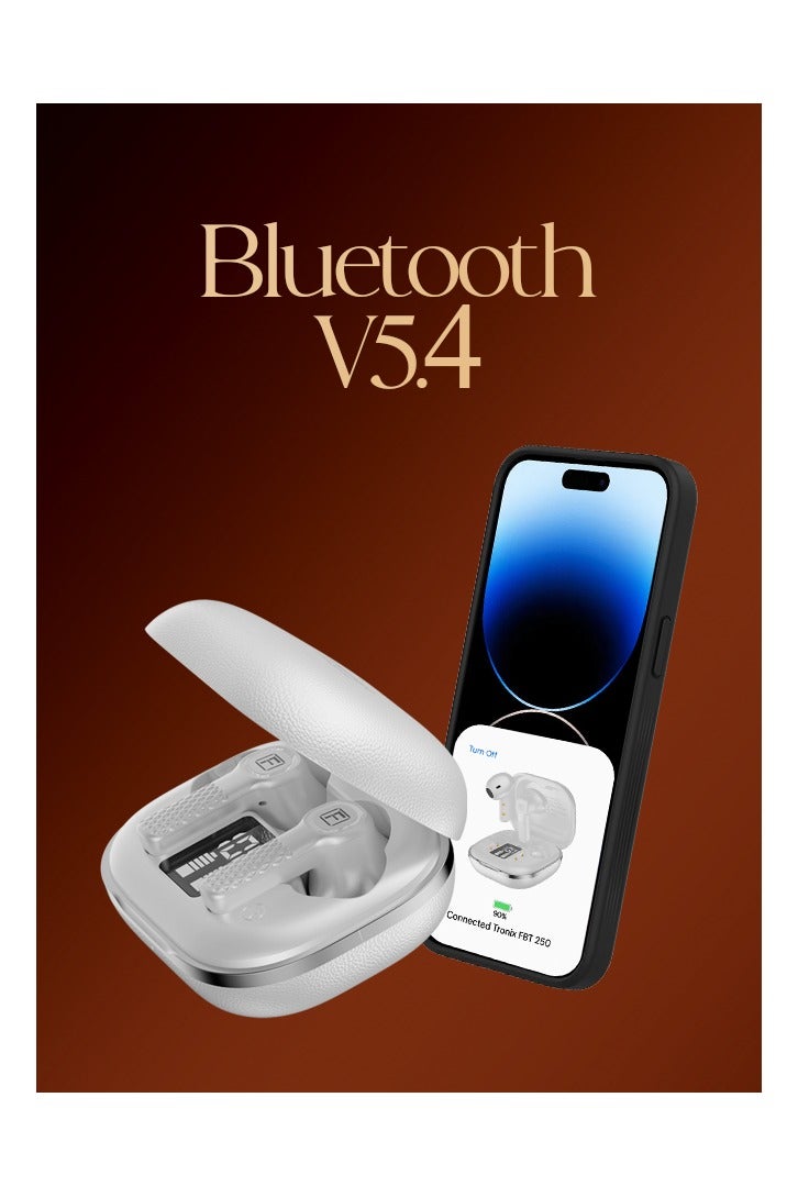 Faster TroniX Half In Ear Earbuds Bluetooth 5.4- ENC Technology LED Digital Display Charging Case Bluetooth Earbuds 8H Music Playback 13mm Dynamic Driver Enhanced Bass Type-C Charge- True Wireless Earbuds with Mic for TV Phone PC Laptop Workout Gym Running (Frost White) - Image 4