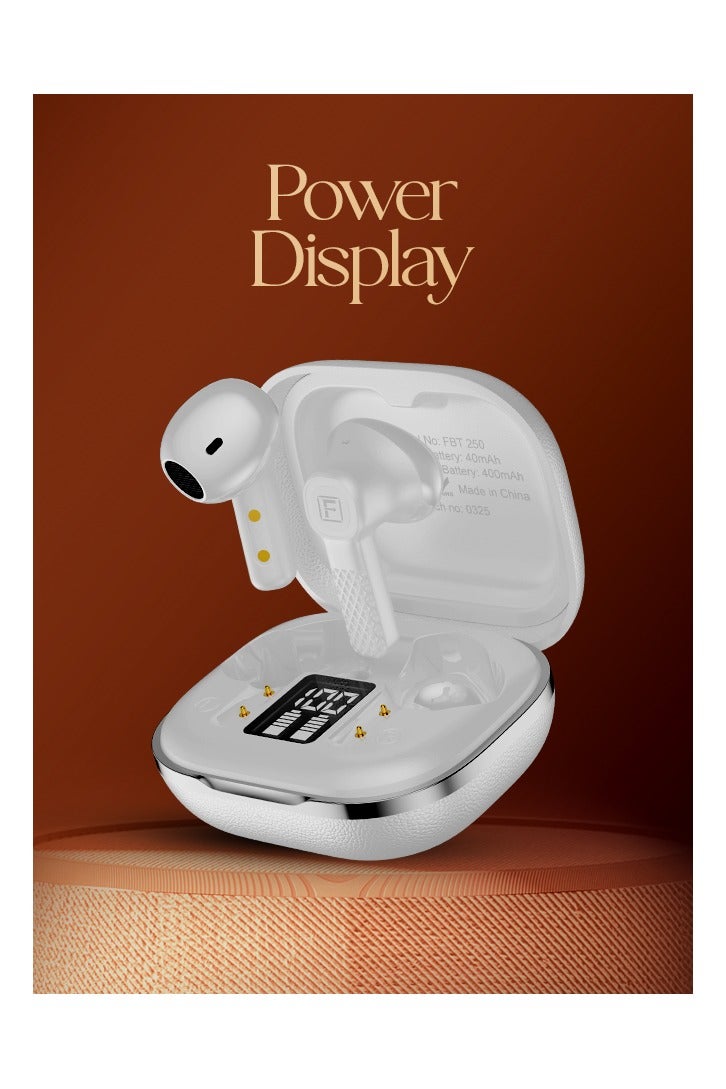 Faster TroniX Half In Ear Earbuds Bluetooth 5.4- ENC Technology LED Digital Display Charging Case Bluetooth Earbuds 8H Music Playback 13mm Dynamic Driver Enhanced Bass Type-C Charge- True Wireless Earbuds with Mic for TV Phone PC Laptop Workout Gym Running (Frost White) - Image 2