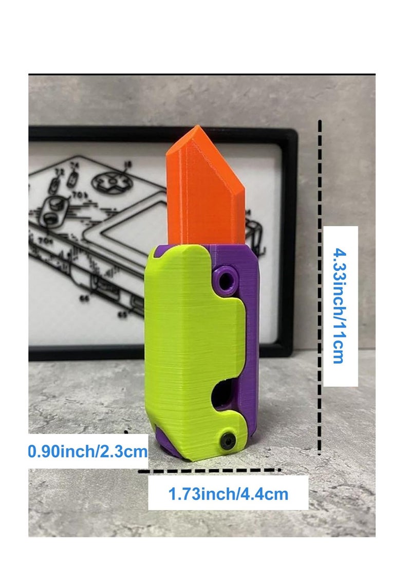 ECVV 2PCS 3D Printed Fidget Knife Toys Glow in The Dark 3D Gravity Plastic Carrot Knife Toy EDC Anxiety Stress Relief Turnip Toys Gift for Kids Adults - Image 3